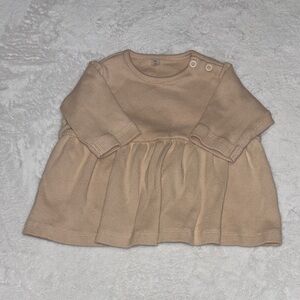 (3 for $10) Classic Beige Long-Sleeve Baby Dress Top